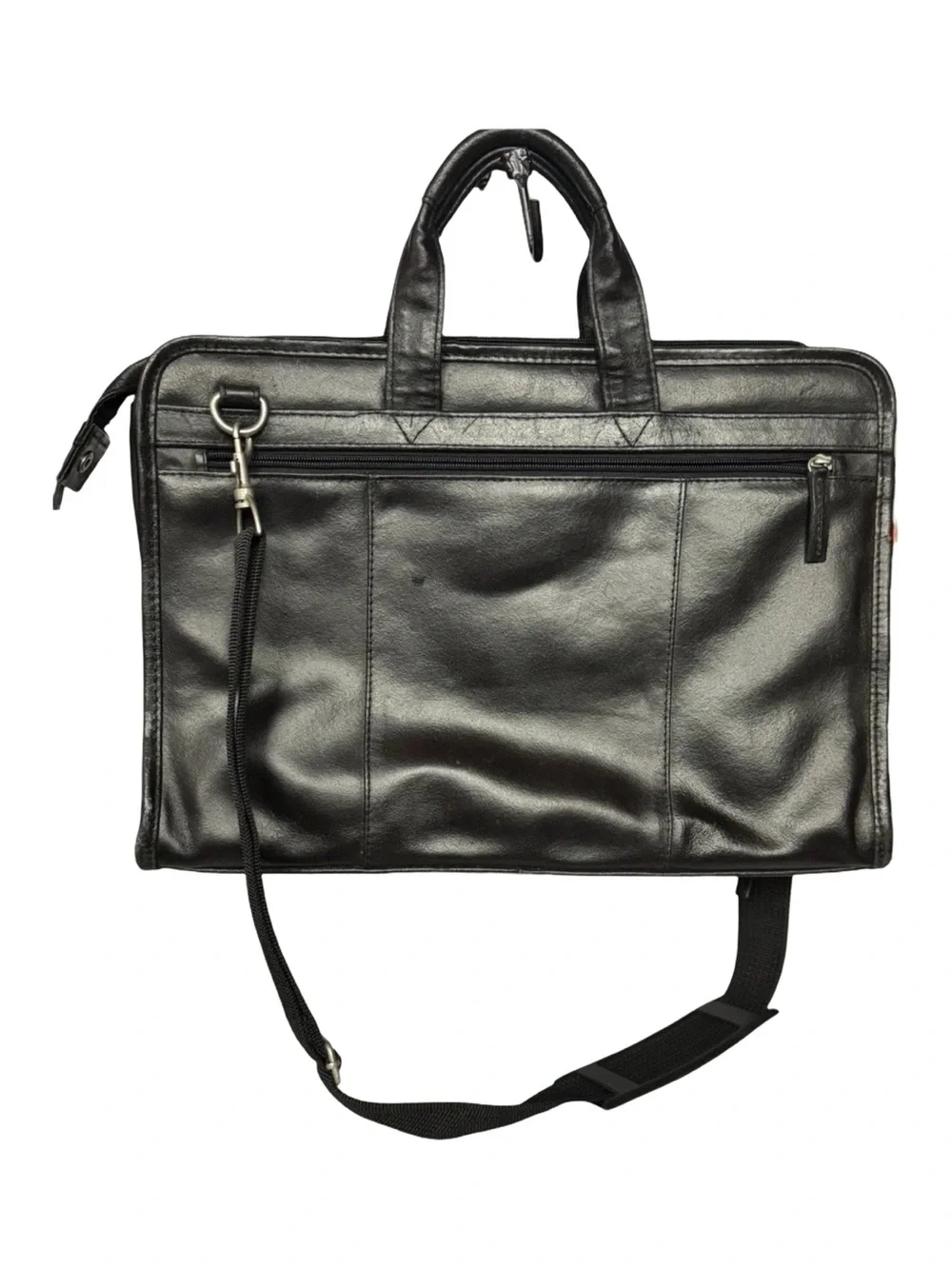Vintage Pelle Studio Wilsons Black Leather Briefcase Messenger Laptop Bag 16x12